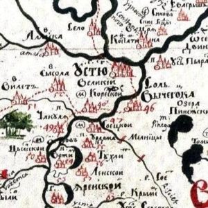 Коряжемский монастырь на карте 1701 года. Фото: www.commons.wikimedia.org